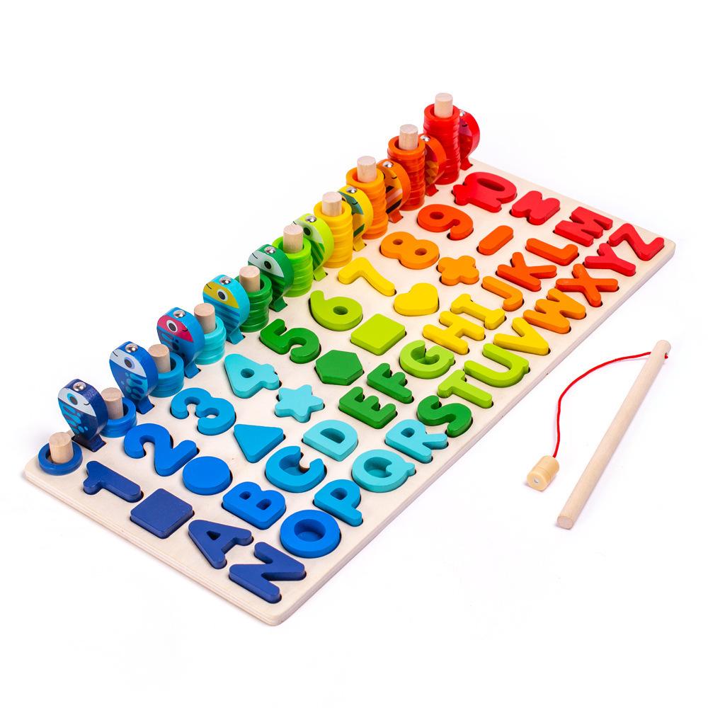 Magnetic Fishing Counting Board: 6-in-1 Wooden Math & Shape Matching Toy for Early Childhood Education