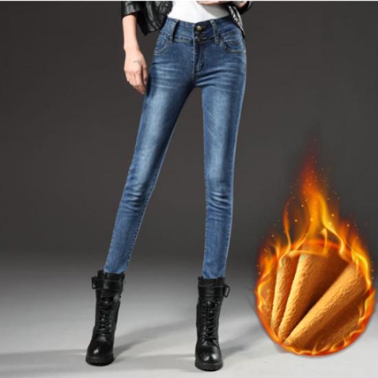 New High Waisted Elastic Retro Warm Women's Oversized Jeans