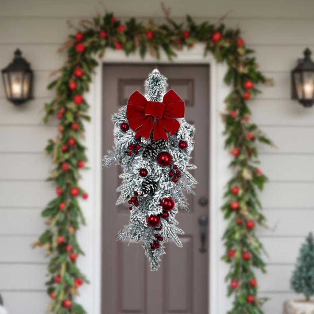Christmas Wreath Gifts Realistic Artificial Wreath Garland Front Door Wreath for Window Holiday Indoor Outdoor Home Party