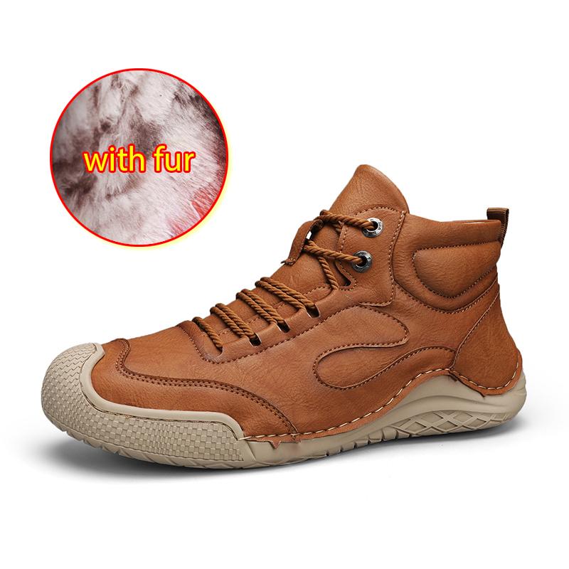 Мужские ботинки ручной работы в стиле ретро зимние ботинки из спилка на меху обувь до щиколотки больших размеров 3846 для мужчин Hombres Botas 43 6513₽