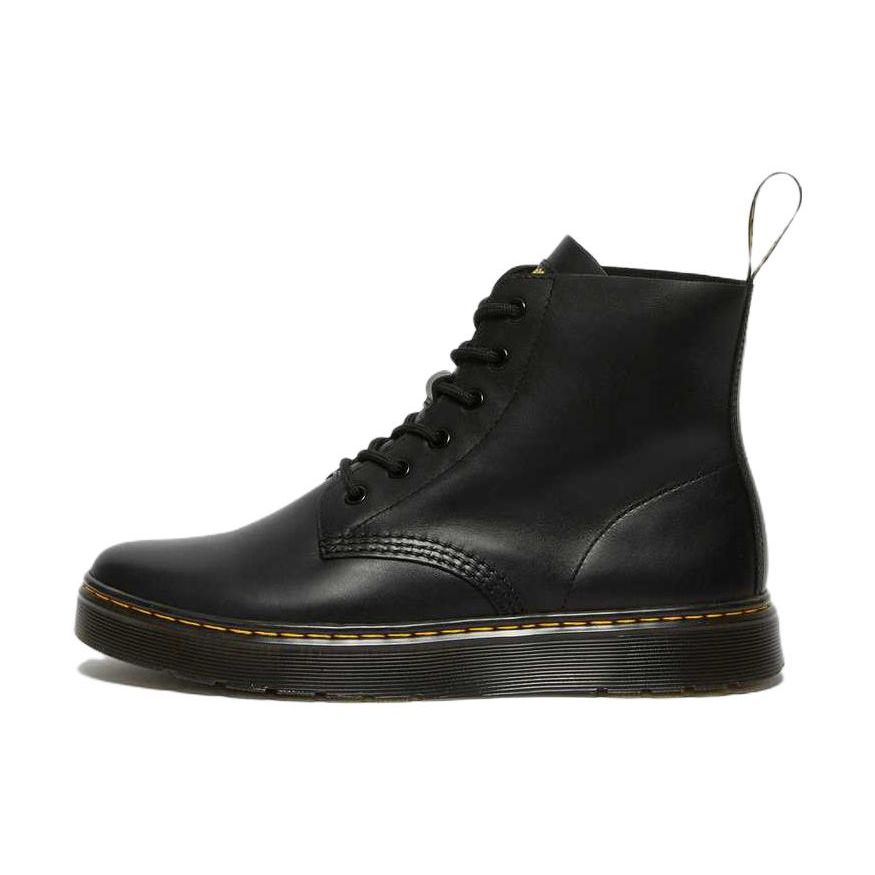 Dr. Martens Leather Round Toe Thick Sole Lace-Up Ankle Boots Unisex boots Black 27778001