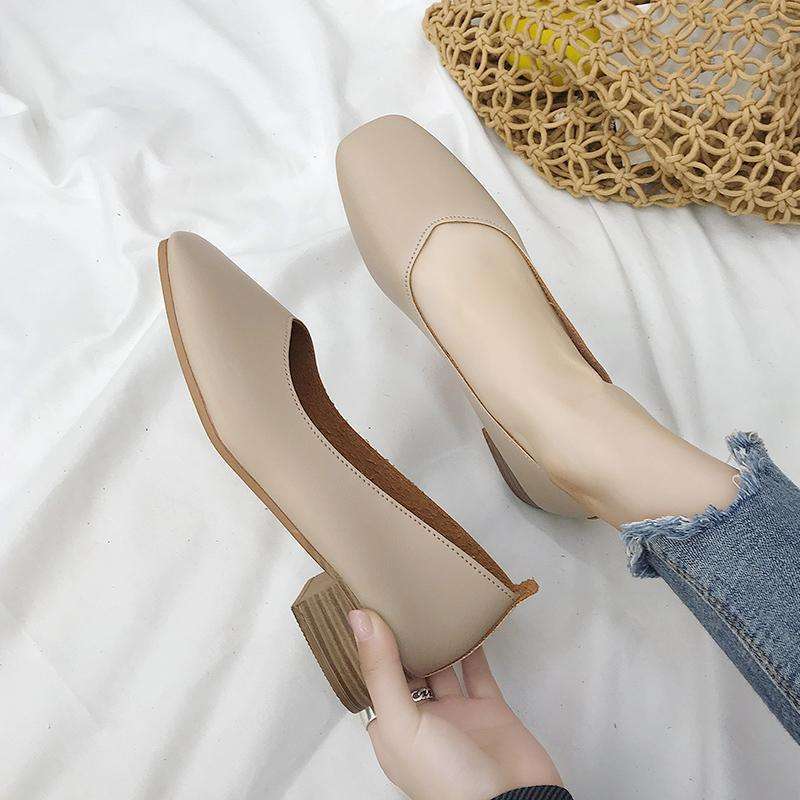 Spring and Summer Single Shoes Female Versatile 2025 New Middle Heel Bow Evening Gentle Shoes Fairy Grandma Doudou Shoes
