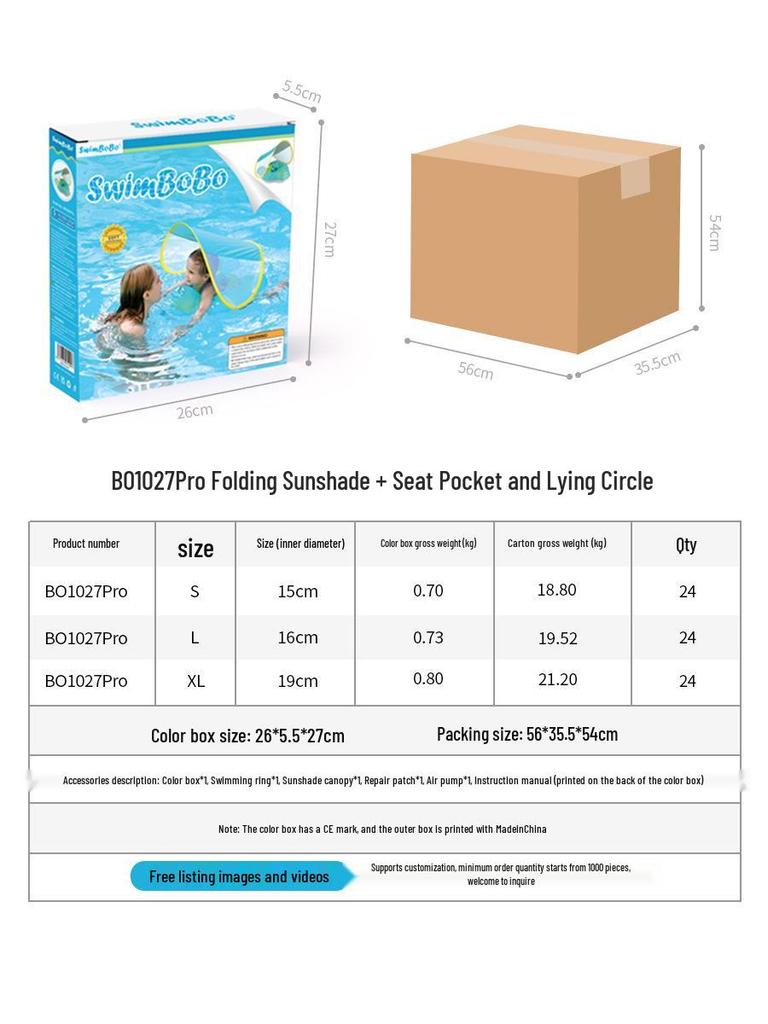 Swimbobo Baby Underarm Swim Ring with Sunshade - Children's Pool Float