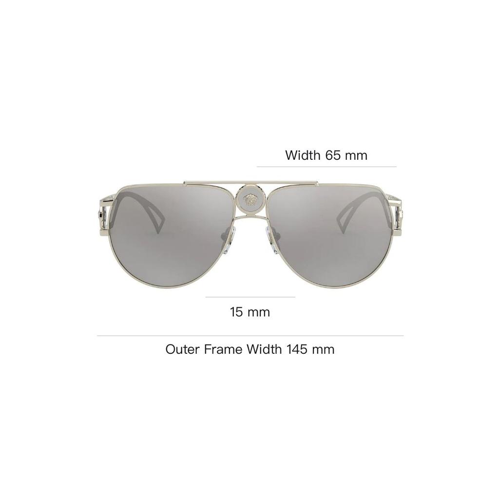 Versace Gafas de Sol Estilo Piloto Medusa Gafas de Sol para Hombre Gris VE222512526G