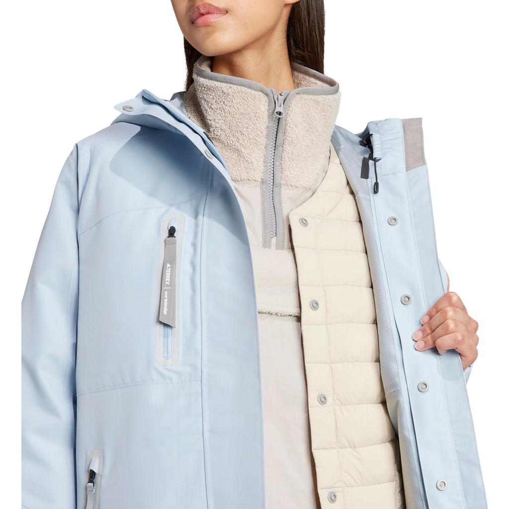 Adidas Terrex X And Wander Collaboration FW23 Outdoor Waterproof Three-In-One Down Jacket Women Jacket Light-Blue IJ5892