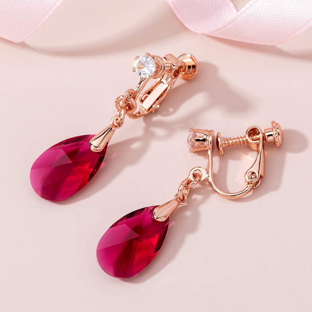 CHLOEOS Earrings for Water Austrian K18 Metal Day Gift for Anniversaries Women, Popular, Non-pierced Earrings, Drops, Delicate, Crystal, Gold, Adults,