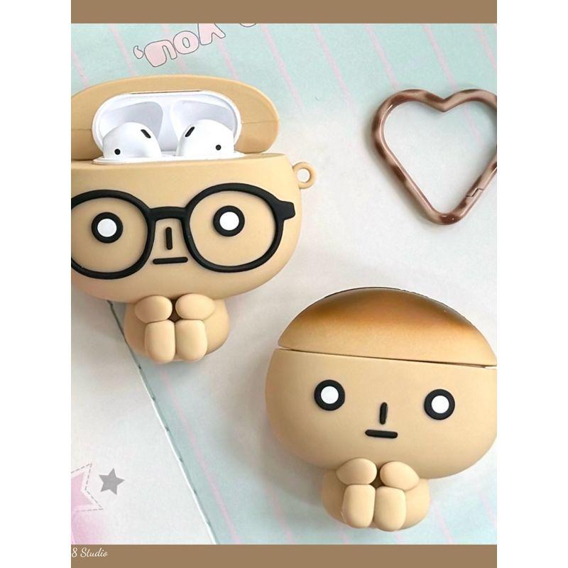 

Case Apple Headset Warehouse Protective Case Airpodspro2 Generation Wireless Bluetooth Earphone Cover Airpod3 Soft Silicone Cartoon Earphone Case Apple AirPods 4 Toasted Bread with Glasses
