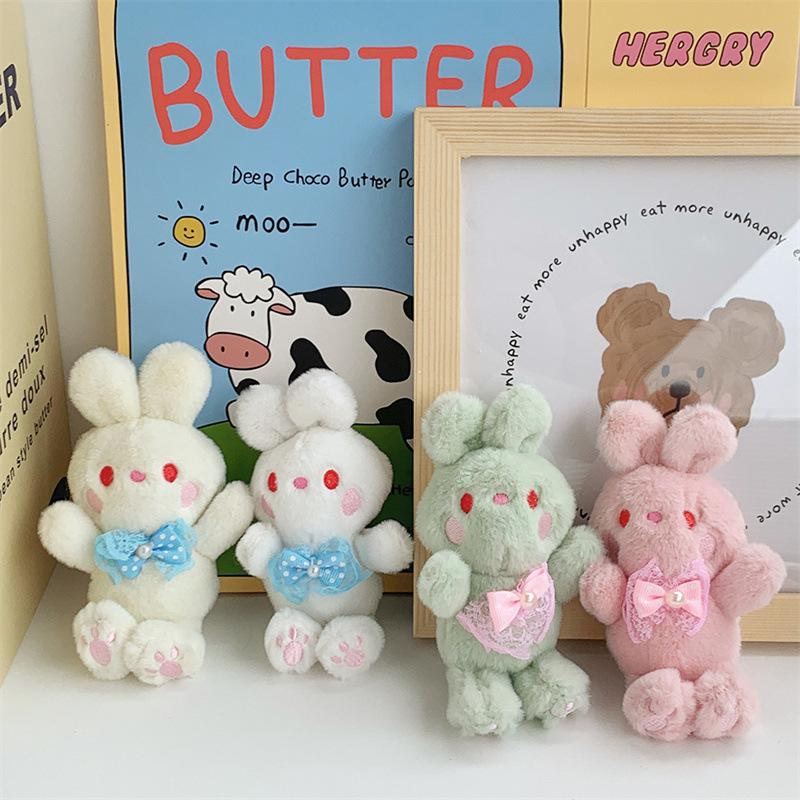 Bow Baby Rabbit Plush Keychain Jade Rabbit Velvet Doll Pendant Claw Machine Children's Doll