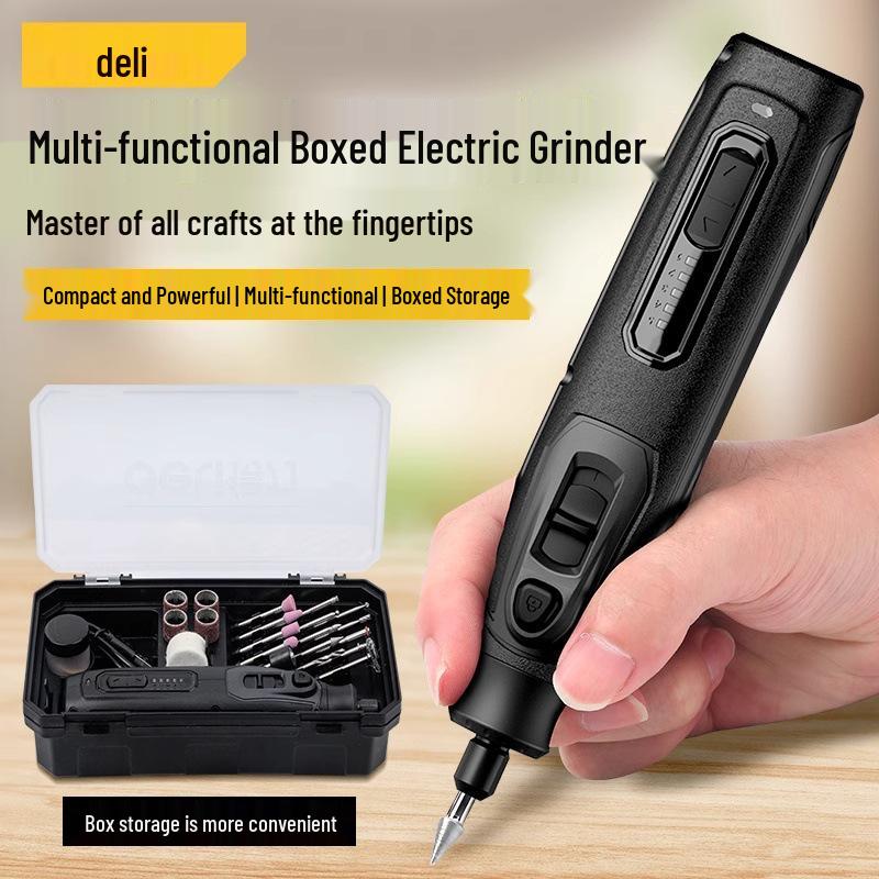 Deli Electric Grinder & Screwdriver: Mini Wood Carving, Jade Cutting, Handheld Drill for Grinding & Polishing.