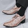 Scarpe Derby Elevator a Punta in Pelle Verniciata Effetto Serpente Nuove alla Moda per Uomo Marca Designer Casual Ritorno a Casa Matrimonio Calzature Formali