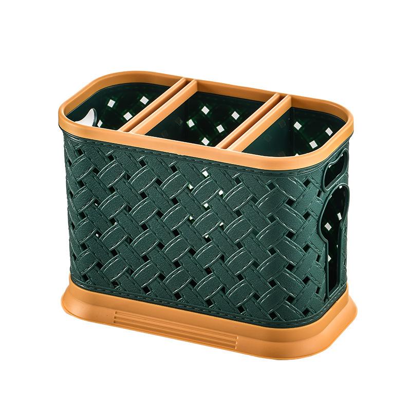 2/3 Grid Plastic Chopsticks Cage Hollow Drain Knife Stand Spoon Fork Storage Container Shelf Tableware Rack Kitchen Organizer