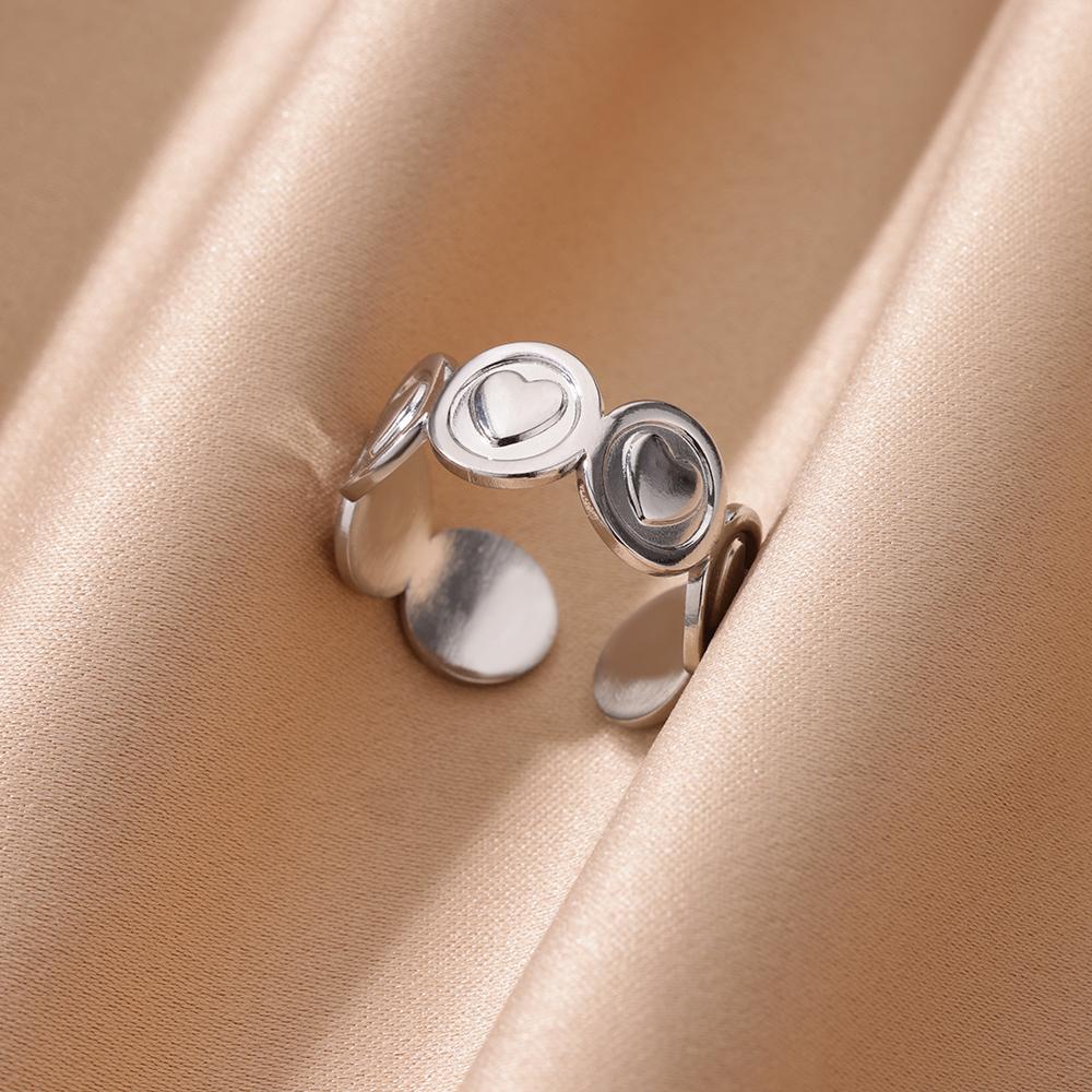 Stainless Steel Irregular Open Rings for Women Silver Color Texture Minimalist Wedding Aesthetic Finger Ring Jewelry anillos