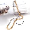 Women Asymmetric Gold Silver Necklace Unisex Chain Necklace Fashion Jewelry Stylish Collarbone Chain Metal Texture