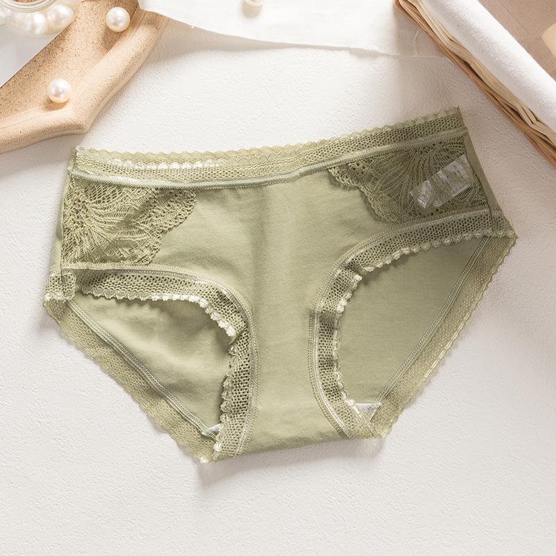 Damen-Unterwäsche aus Baumwolle, niedrige Taille, antibakterielle Unterhose, sexy, hohle Spitze, große Slips für Mädchen