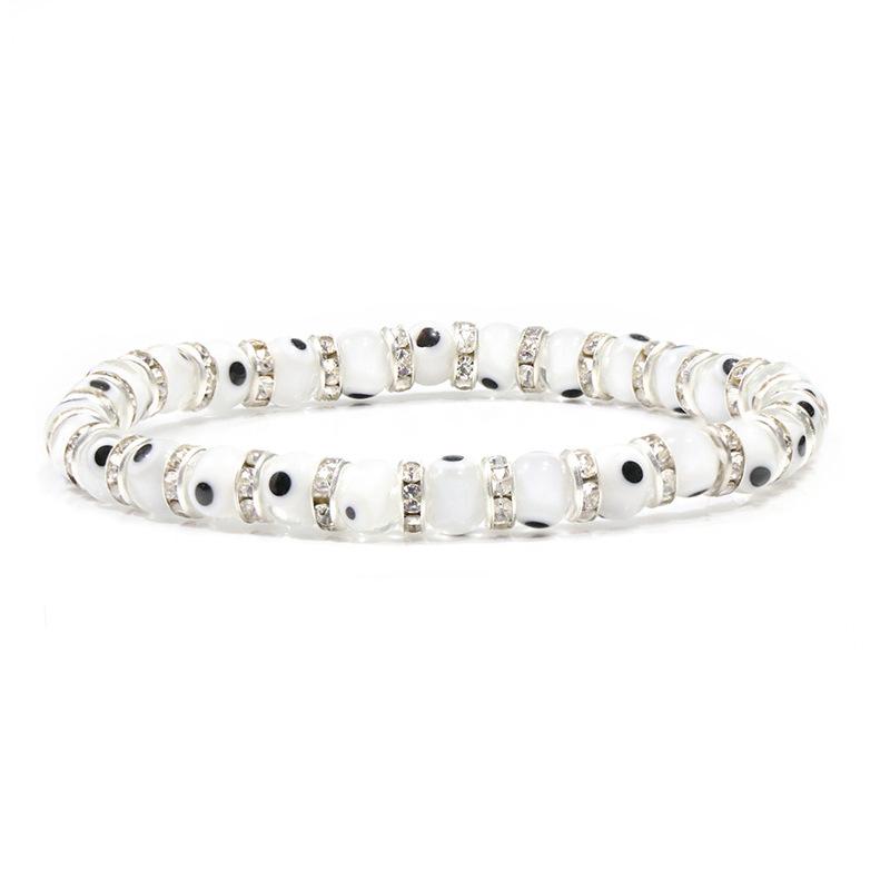 6mm Evil Eye Glass Beaded Bracelet Elastic Stretch Unisex Jewelry