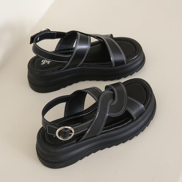 

Fashion Open Toe Comfort Shoes for Women Clogs With Heel Beige Heeled Sandals Large Size Muffins shoe 2025 Summer Peep Thick Low Black G 35