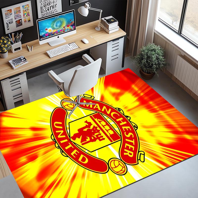 Manchester United F.C Pattern Rug, Indoor/Outdoor Mat, for Picnic, Gameroom, Bedroom, Office, Living Room, Home Decor Carpet, Birthday Gift