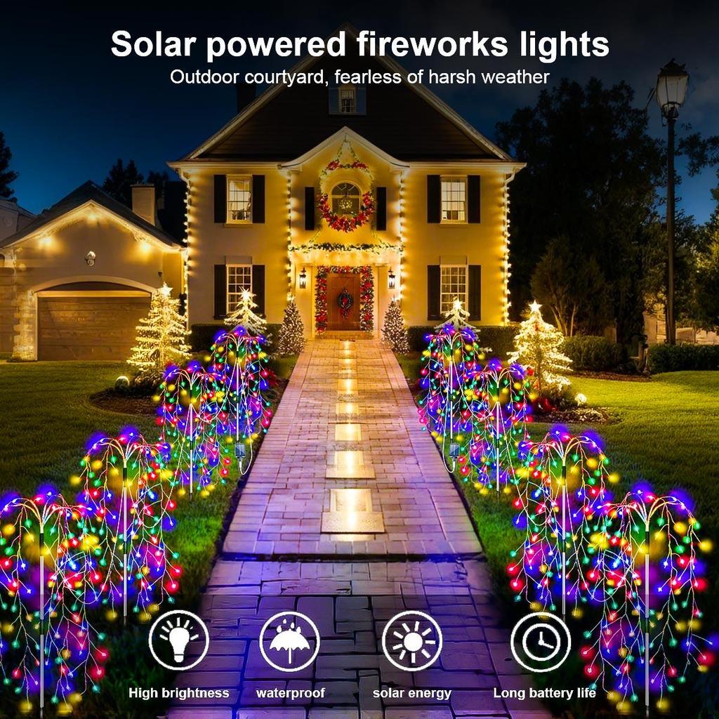 420/680LED Solar firecracker lights led copper wire fireworks lights string Christmas holiday ambient lights garden lawn lights