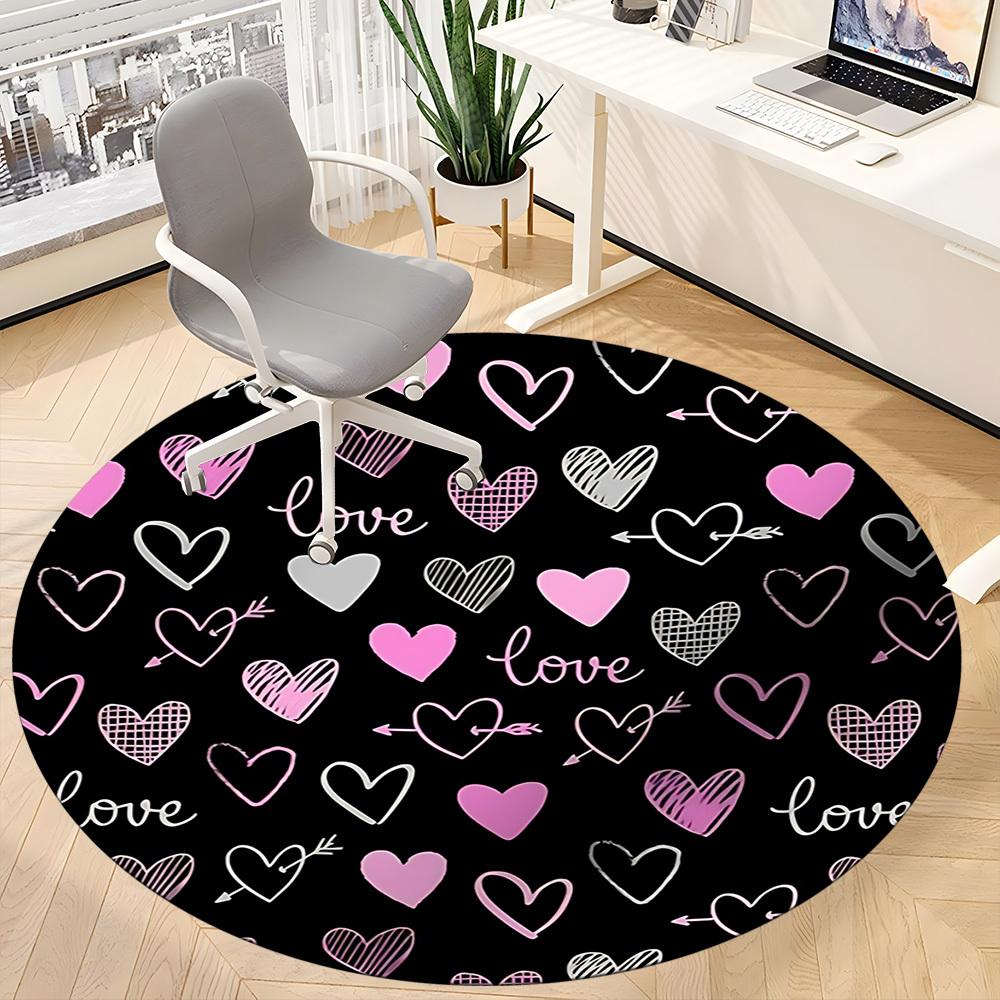 1pc Love Hearts Office Round Rug, Non-slip, Soft and Durable Office Rug for Interior Decoration, Perfect for Office,Decoration yy260204094