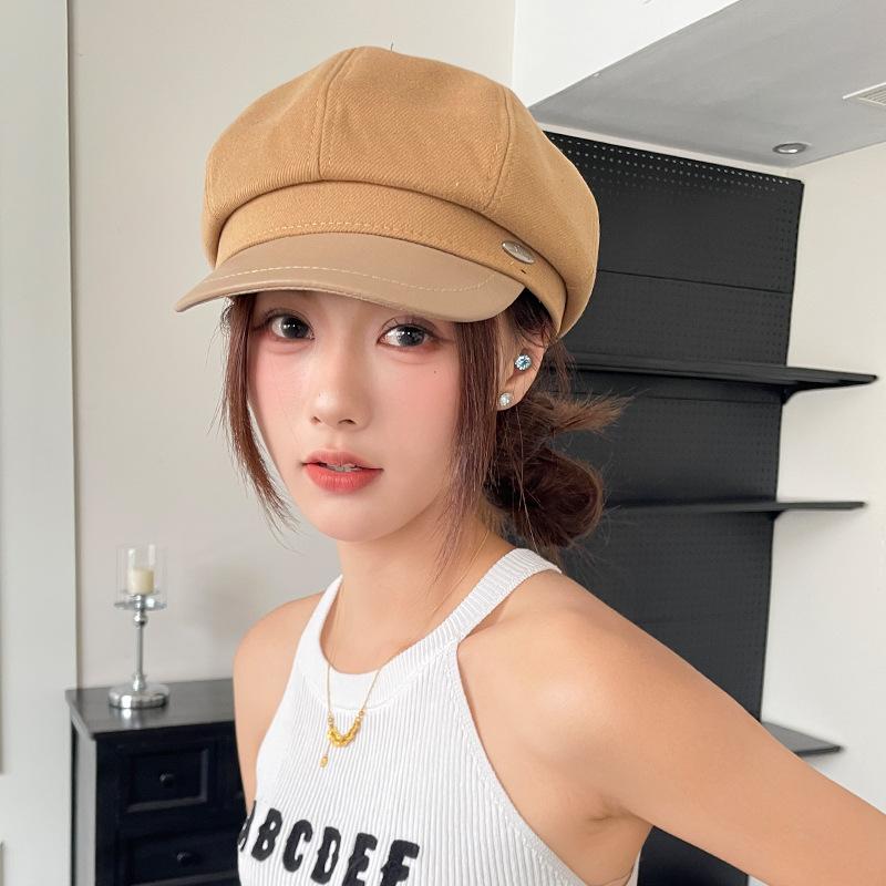 Retro Versatile Woolen Beret Showing Face Ducktongue Octagonal Hat Children'S Warm Windproof Newsboy Hat