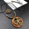 Ethnic Style Wooden Alloy Four-Leaf Clover Necklace for Women