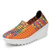 2025 Spring Women's Weaving Sports Slope Heel Shoes Women's Casual Breathable Thick Bottom Sports Walking Shoes Zapatos De Mujer