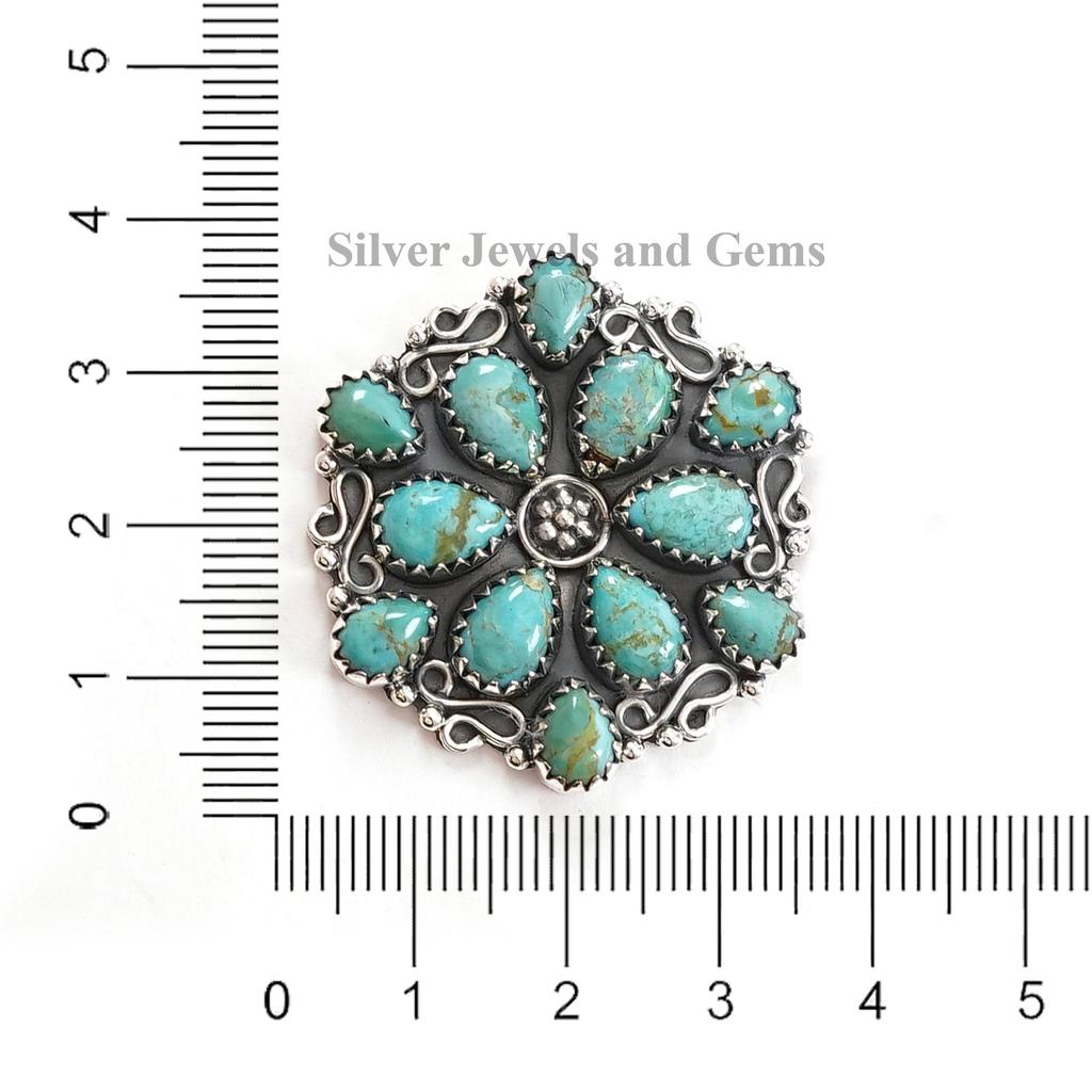 Genuine Turquoise Ring, Multi Stone Cluster Ring, Gift for Mom, 925 Sterling Silver Ring, Arizona Turquoise Boho Ring, Handmade Ring