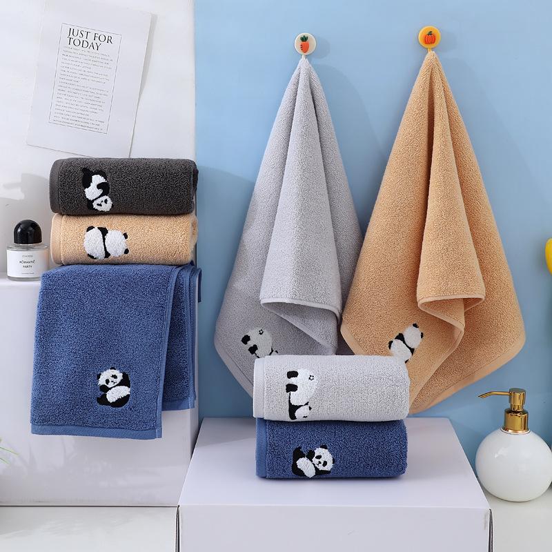 Panda Embroidered Cotton Face Towel Absorbent Pure Hand Face Cleaning Hair Shower Towels Bathroom Home Hotel for Adults