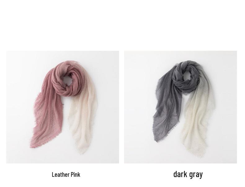 100% Cashmere Gradient Square Scarf - Elegant & Lightweight for Spring & Autumn