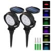 2Pcs 7 LEDs Solar Spotlights Outdoor IP65 Waterproof Spot Lights Brightness Adjustable for Garden Backyard Driveway Patio Decor