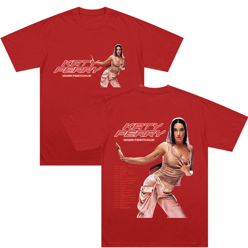

KatyPerry 2O26 Festivals T Shirts Unisex Women Retro Fashion Cotton Short Sleeve Tshirt Hip Hop Harajuku Oversized Comfort Clothes S