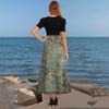 Women's Fashionable Casual Belt Short Sleeved Round Neck Print Elegant Temperament Dress