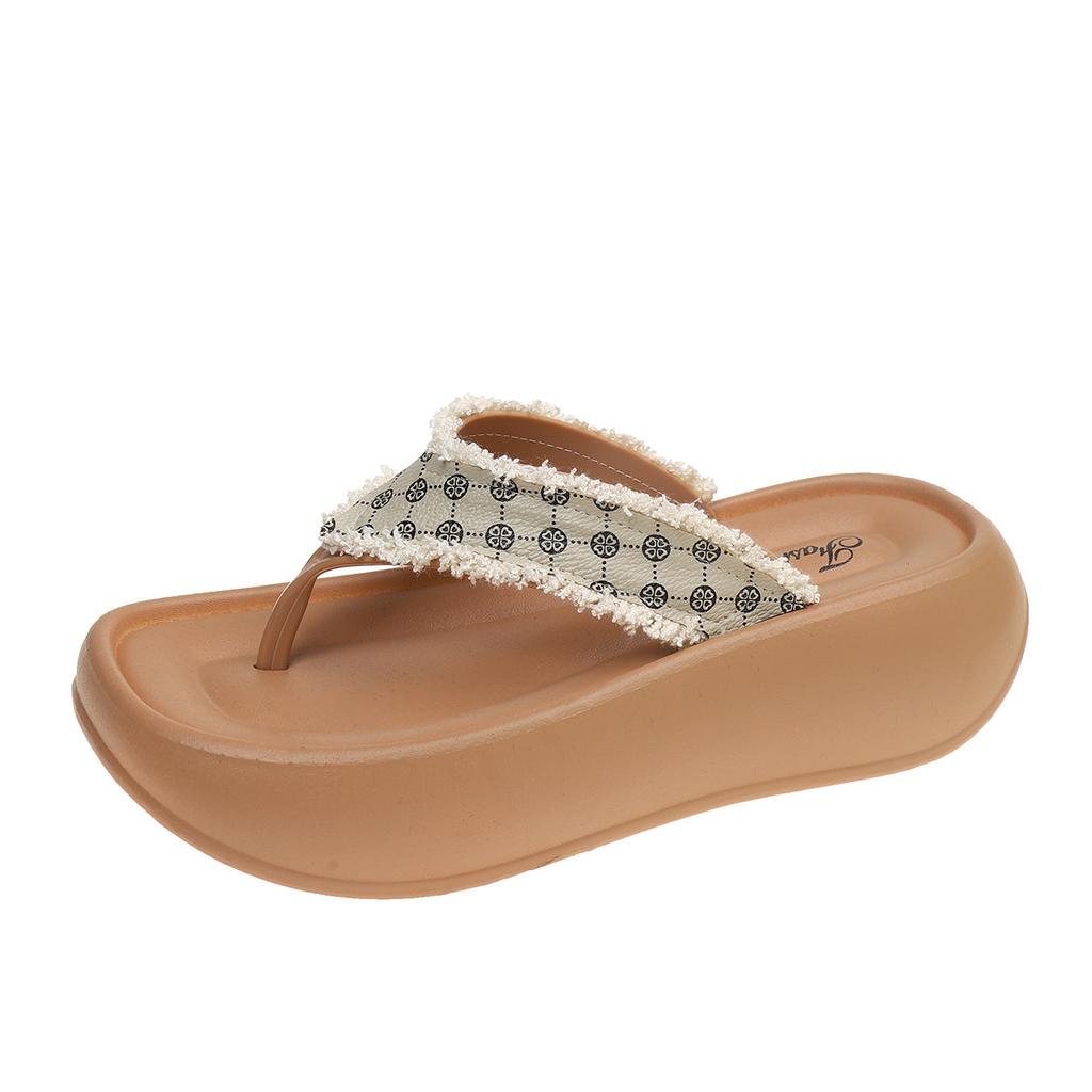 Retro Style Flip-flops Women's Summer Fashion Versatile Beach Vacation Wind Thick Bottom Non-slip Advanced Sense Sandals Wholesale JQ