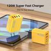 Total 120W 4-Port Fast Charger Station PD QC3.0 USB C Wall Adapter Compact Powerful Charging Hub for Laptop Tablet Smart Devices