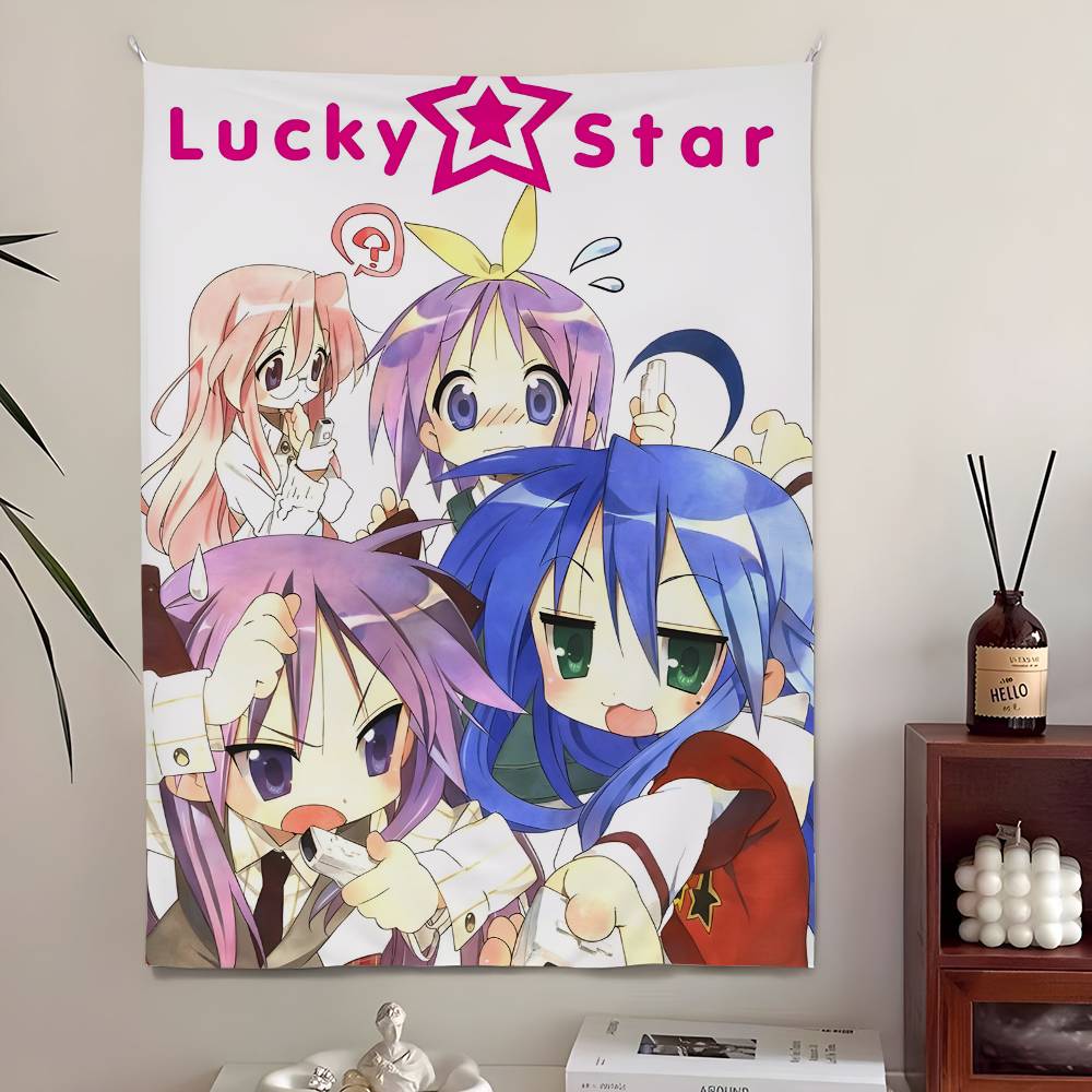 Tapestrie s anime postavičkami Lucky Star, Domácí dekorace, Roztomilá japonská manga k zavěšení na zeď do ložnice, obývacího pokoje, pro Otaku prostory