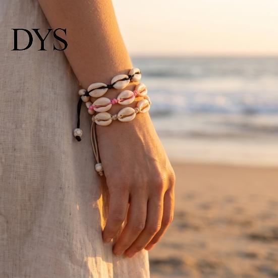 Natural Shell Jewelry for Vacation Handmade Seashell Bracelet, Boho Beaded Adjustable Flexible Rope Bracelets All Sizes Woven String Bracelet