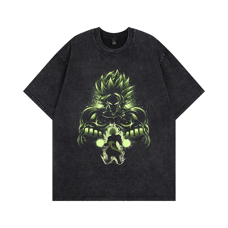 Summer New American Washing Water Short Sleeves Old High Street Style T-shirt Heavy Loose Couple Tide Men and Women Same Style