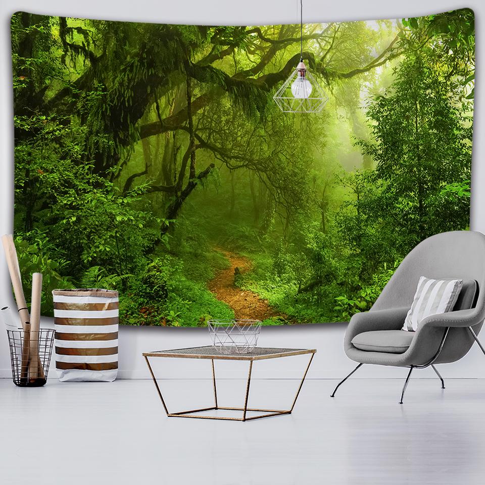 Natural Forest Tapestry Landscape Print Big Wall Hanging Tapestry Cheap Hippie Wall Hanging Bohemian Mural Tapestry