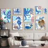 Schildkröte Wal Hippocampus Oktopus Meerestier Wandkunst Leinwand Malerei Poster und Drucke Wandbilder für Wohnzimmer Dekor