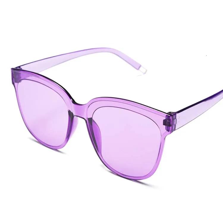 Retro Cat Eye Sunglasses Woman One-piece Rimless Designer Sunglasses Women Transparent Color Cute Sexy Vintage Pink Black Ladies