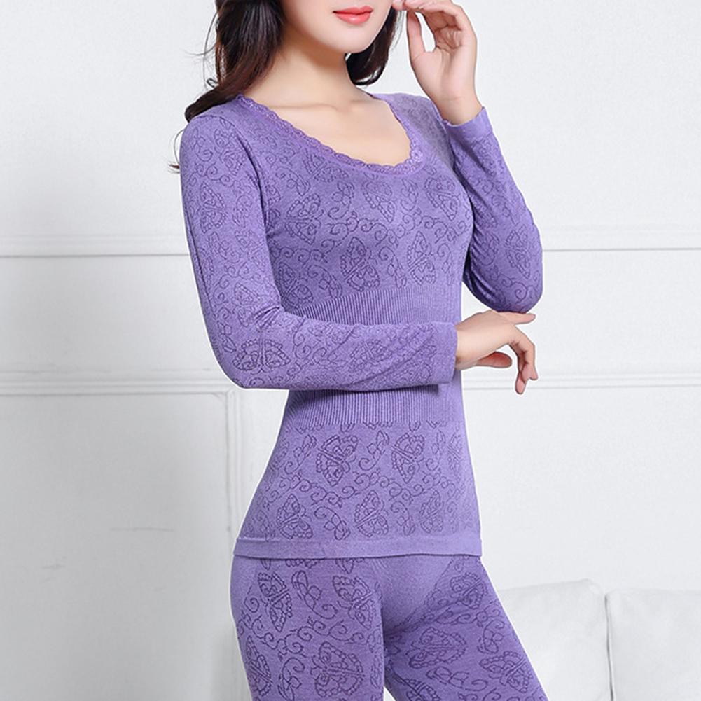 2ks Dámsky Zimný top Dlhé nohavice s termoprádlom Shaper Sleepwear Set