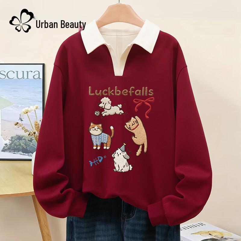 Women s Polo Collar Graphic Sweatshirt S