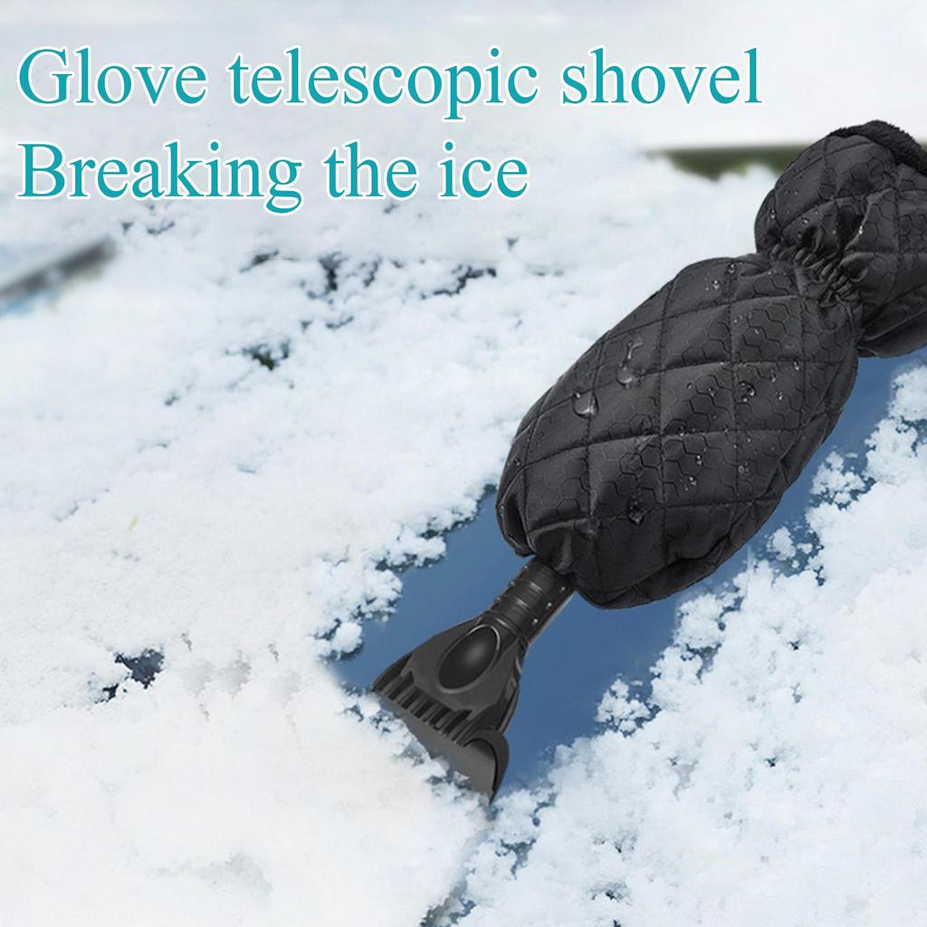 Snow Scraper Extendable Snow Brush Ergonomic Window Scraper with Fleece Glove for Frost Removal Automotive Truck SUV RV Winter