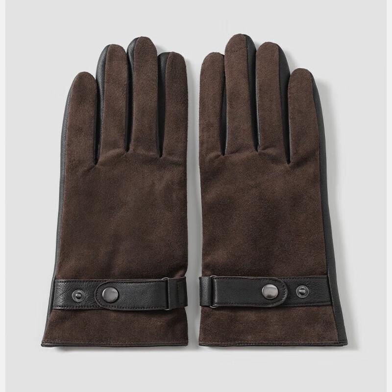 JIUMU Men's Winter Plush Lined Sheepskin Gloves