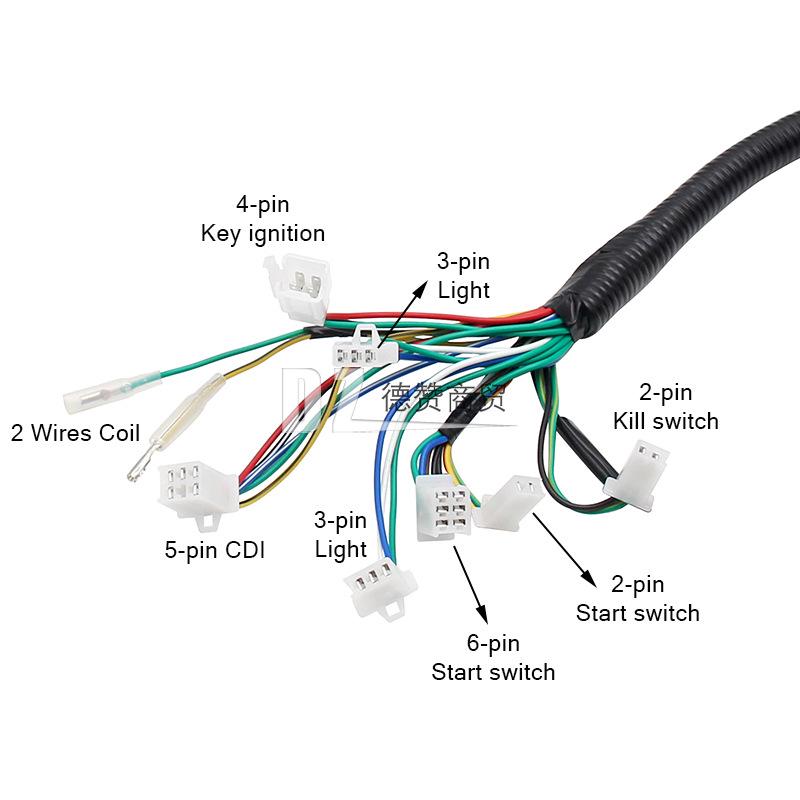 Beach Car ATV Little Bull 50-125CC Motorcycle Wiring Harness Loom