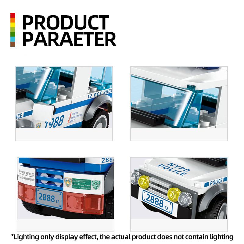WANGE Sport Vehicles Police Car Vehicle Speed Champions Building Block City Technique Car Model Car Toy Children's Gift No.2888