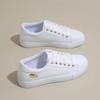 Fashion Fashionable Low-Top Lace-Up Women's Casual White Sneakers Trendy Slip-On Board Shoes Comfortable Rubber Sole Polyurethane Upper