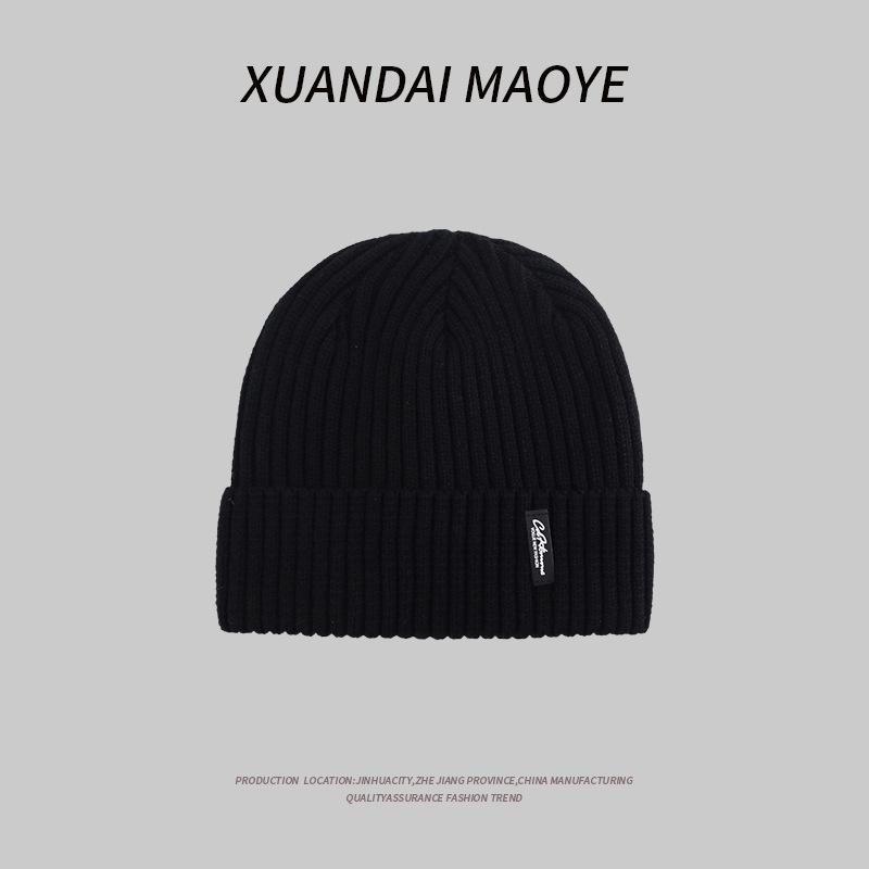 Men's 2024 Autumn/Winter Velvet-Lined Knitted Wool Hats - Thick, Warm, and Windproof.