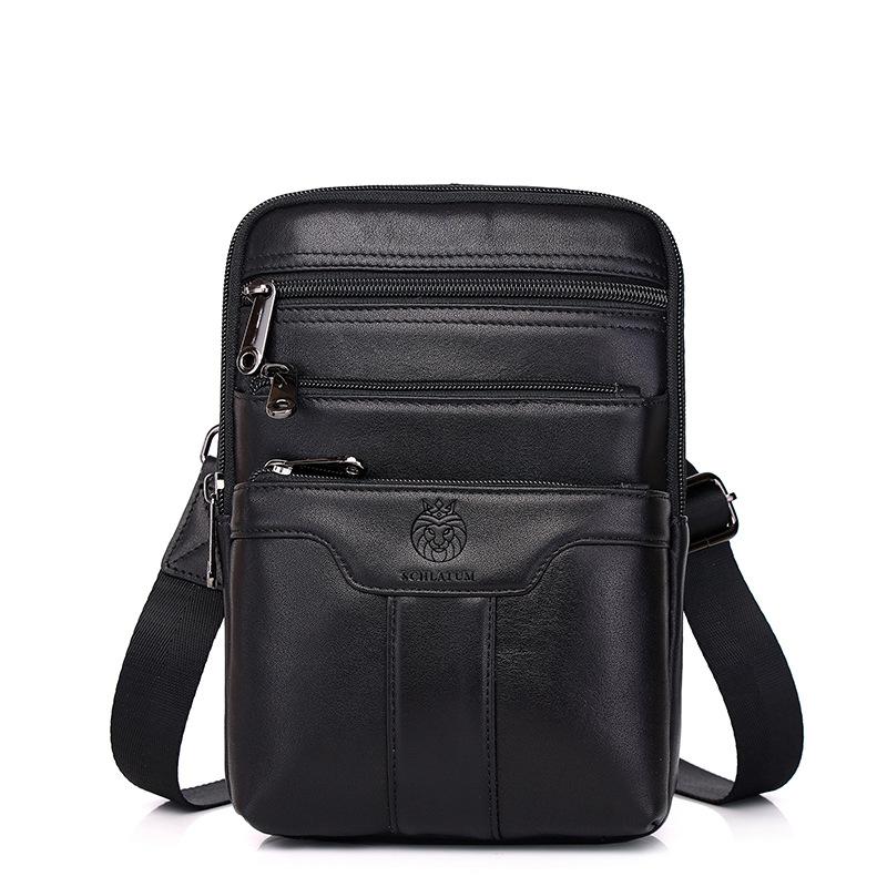 The First Layer of Cowhide Men's Multifunctional Messenger Shoulder Bag Leather European and American Men's Large-capacity Casual Shoulder Bag