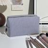 Striped Seersucker Makeup Pouch Large Capacity Durable Zipper Portable Compact Cosmetic Storage Bag for Short Trip Use